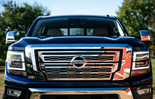 The hood, before, Nissan, pickup, Titan, 2020, Titan XD SL