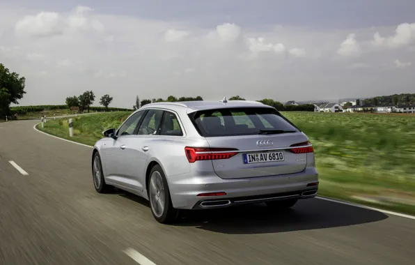 Audi, 2018, universal, on the road, gray-silver, A6 Avant